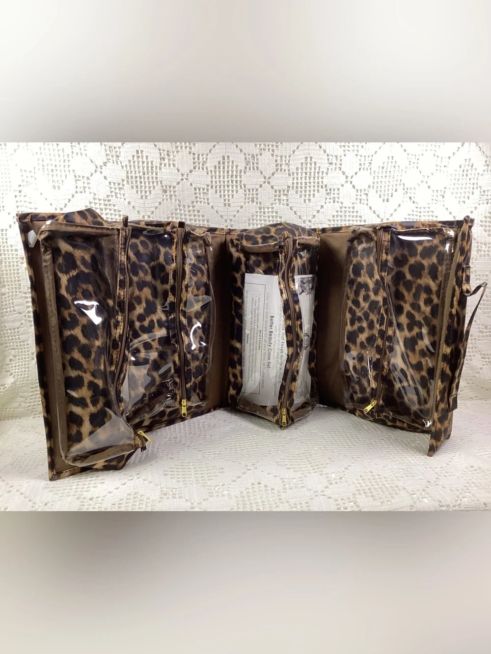 Joy Mangano Leopard Print Cosmetic Train Case with Gold Plaque Extra Large